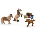 Figurine schleich - famille de mini - shetlands - mod�le de poney miniature - 8 pi�ces