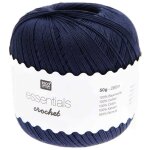 Fil  crocheter - rico design - essentials crochet - 50 g - 100% coton - bleu nuit
