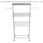 Fil  linge - tendoir!!! schoir  linge inox  3 niveaux gris tendoir pliable 75 x 44 x 158 cm - fasike ...
