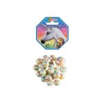 Filet 20 billes 16mm et 1 calot 25 mm licorne - blanches rayures colorees - jeu de recre plein air - ...
