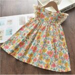 Filles robes florales mode doux enfants fleurs costumes enfants robe dt sans manches