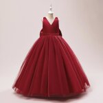 Fille robe de mariage longue lgant chic sans manche pour anniversaire soire cocktail - rouge