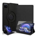 Housse pour xiaomi pad 6 / pad 6 pro - hom2seeker - cuir pu - film verre tremp� - rotation 360� - antichocs ...