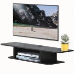 Meuble tv suspendu - fitueyes - noir - 105 cm - pour �cran plat 32 - 55 pouces - 3 compartiments ouverts ...