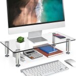 Fitueyes r�hausseur d�cran dordinateur portablemoniteur stand en verresupport de moniteur pc et tv385x24x75cm ...
