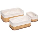 3 paniers vannerie tissu blanc bambou - 5 five simply smart