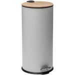5five - poubelle cuisine 30 litres - blanc - modern color - couvercle en bambou - seau amovible et poign�e ...