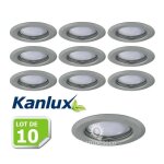 Fixation de spot encastrable - kanlux - lot de 10 - chrome matt - d83mm - gu10 / gu5. 3 led - ip20
