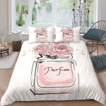 Parure de lit - mouton maison deco - flacon de parfum fleurs cr�atifs - rose blanc noir - microfibre ...