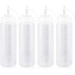 Flacon sauce cuisine avec capuchon 500ml bouteille � sauce en plastique 16oz 4pcs