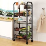 Chariot desserte de cuisine flasidu � roulettes - 5 niveaux - noir - 44 * 27 * 105cm - moderne - acier ...