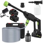 Flasidu nettoyeur haute pression sans fil 300w 21v 1500mah 500psi longueur du tuyau deau 5m 4l - min ...