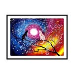 Fleur de chat devant la lune diamant peinture 5d bricolage strass peinture broderie point de croix kit ...