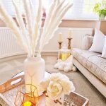 Fleurs s�ch�es - gh - lot de 30 - herbe de la pampa blanche - d�coration int�rieure - style contemporain ...