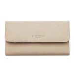 Porte ch�quier portefeuille tout en un � rabat femme - pur saffiano - beige - flora co paris