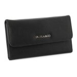 Porte ch�quier portefeuille tout en un � rabat femme - pur saffiano - noir - flora co paris