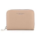 Flora co paris - portefeuille porte - carte femme format court zipp�e saffiano - beige