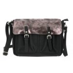 Sac a bandouli�re port� epaule femme - flora co paris - noir - synth�tique - rabat - verni
