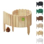 Floranica bordure de jardin en bois 40 x 100 cm nature bordurette de pelouse bordure de gazon avec piquets ...