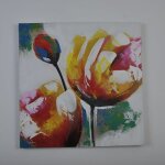 Flowery1 tableau d�co toile peinte 60x60 cm multicolore