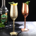 Flte  champagne en acier inoxydable de 220ml or rose fournitures de fte verre  vin incassable pour ...