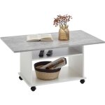 Fmd table basse avec roulettes gris b�ton et blanc