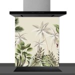 Fond de hotte d�corative exotique vert 60x70