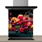 Fond de hotte d�corative salade de fruits rouges multicolore 60x70