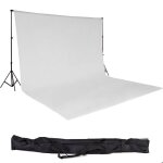 Fond de studio - tectake - toile de fond photo et son support + sac de transport 3m x 6m - blanc