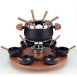 Fondue - kela - carrousel nature - 23 pices - maill - pour 6 personnes - inox et bois