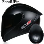 Fondupin - casque moto adulte mat hors route locomotive double lentille noir lentille marron casque int�gral ...