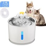 Fontaine  eau pour chat et chien fleur avec filtre et led lumineuse inoxydable 2. 4l fontaine de filtre ...