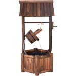 Fontaine � eau pour jardin ext�rieur en bois de sapin - goplus - d�bit de 400 litres par heure - marron ...