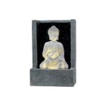Fontaine de jardin - jardideco - bouddha assis - led intgre - effet pierre - 14 x 26 x 39 cm