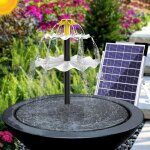Fontaine de jardin solaire - mioloe - cascade - 12 led - 9 ttes de buses diffrentes