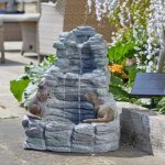 Fontaine - smart garden - loutres taquines - solaire et batterie - rsine - 55 cm
