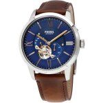 Montre - fossil - me3110 - automatique - cuir marron - cadran bleu 44mm