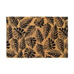 Paillasson en fibre de coco motif fougres naturel et noir 60x40