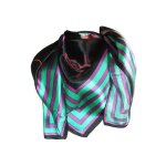 Foulard carr� en soie 100% cheval noir vert violet - id�e cadeau - echarpe
