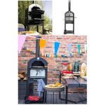 Four  pizza double grille mtal peint avec thermomtre intgr pierre  pizza rfractaire pour bois ...