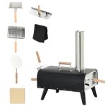 Four � pizza outsunny ext�rieur au feu de bois avec pelle � pizza pierre de 30 cm - transportable pieds ...