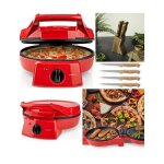 Four  pizza rouge et tartes avec grill plancha revtement pierre antiadhsif puissance 1800 w pancakes ...
