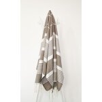 Fouta 100 cm x 200 cm arthur taupe rayures blanches - 100% coton - finition franges