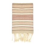 Fouta 100 cm x 200 cm ethnique beige chocolat cru et rouge - 100% coton - finition franges