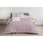 Parure de couette 100% coton fox trot - rose - rectangulaire - g�om�triques - 220x240 cm