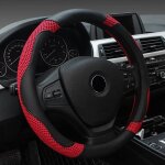 Couvre volant voiture freesoo - noir et rouge - 37 - 38 cm - mati�re de haute qualit� sans bpa