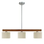 Frigga - lustre poutre bois aluminiumfonc� abat - jour: carr� tissu beige 3 ampoules e14 inspiration ...