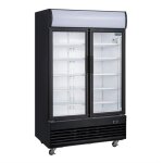 Frigo professionnel vitr noir 2 portes battantes avec caisson lumineux srie g 950l - polar