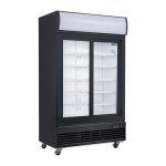Frigo professionnel vitr noir 2 portes coulissantes avec caisson lumineux srie g 950l - polar
