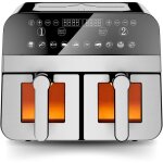 Friteuse � air comfy nest cnafd45ws 9 l 2400w double panier inox num�rique avec fen�tre